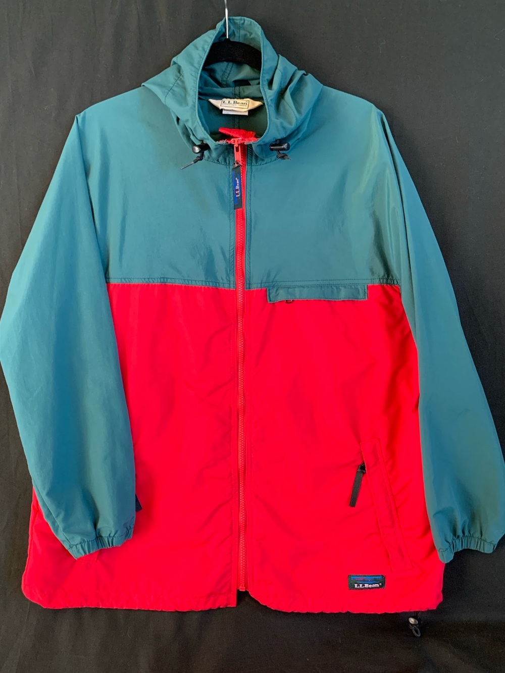 Vintage L.L. Bean Women’s Two-Tone Red & Teal Hooded Jacket -L